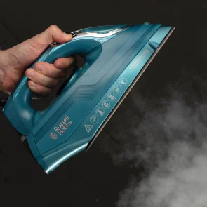 утюг Russell Hobbs Powersteam Ultra Coconut Smooth, 3100Вт, 350мл, паровой удар -230гр, самоочищение, керам. подошва, голубой №6