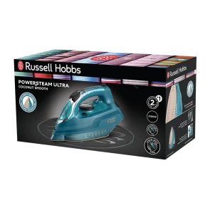 утюг Russell Hobbs Powersteam Ultra Coconut Smooth, 3100Вт, 350мл, паровой удар -230гр, самоочищение, керам. подошва, голубой №9