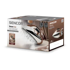 утюг Sencor, 2800Вт, 330мл, паровой удар -195гр, постоянная пара - 55гр, pro и auto режимы, керам. подошва, бело-коричневый №10