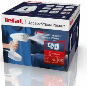Відпарювач Tefal компактний Access Steam Pocket, 1300Вт, постійна пара - 20гр, біло-блакитний №10
