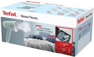 Відпарювач Tefal компактний Origin Travel, 1200Вт, 70мл, постійна пара - 20гр, металева підошв., білий №10
