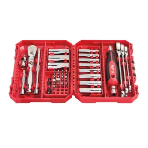 Набор бит, хромированных головок с трещоточкой 1/4" и ключей MILWAUKEE, (42шт), пластиковый кейс №2