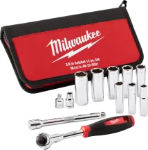 Набор метрических головок 3/8" MILWAUKEE с храповиком, (12шт), в сумке