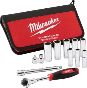 Набор метрических головок 3/8" MILWAUKEE с храповиком, (12шт), в сумке №2