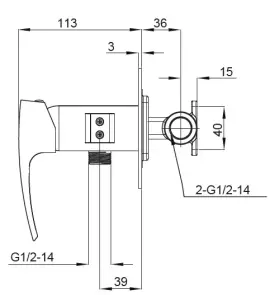 Комплект Змішувач для ванни Koer KR5157 + Змішувач для умивальника Koer KR5149 + Змішувач для гігієнічного душу Koer KR5162 №9