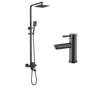 Комплект Душевая система WEZER PRO16-02-BLACK + Смеситель для умывальника WEZER EKO1A-01-ВLACK №1