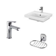 Комплект Умывальник Cersanit MODUO 50x40 + Смеситель для умывальника DOMINO BILBAO + Мыльница Perfect Sanitary Appliances RM1301