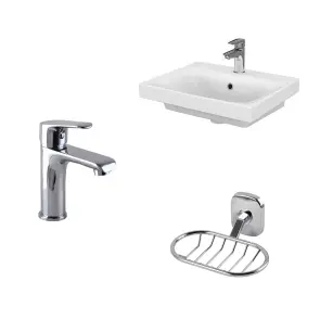 Комплект Умывальник Cersanit MODUO 50x40 + Смеситель для умывальника DOMINO BILBAO + Мыльница Perfect Sanitary Appliances RM1301 №1