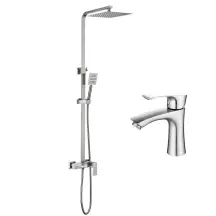 Комплект Душова система Wezer PRO16A-02 + Змішувач для умивальника WEZER INX1B-07