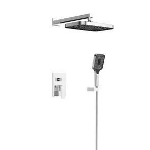Комплект Душова система Aquarius Qtap + Змішувач для раковини Lidz + Полиця скляна Chrome Lidz №2