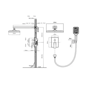 Комплект Душова система Aquarius Qtap + Змішувач для раковини Lidz + Полиця скляна Chrome Lidz №3