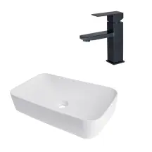 Комплект Раковина накладная Qtap Tern + Смеситель Для раковины Kubis Black Lidz