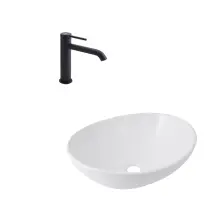 Комплект Раковина Dove накладна White Qtap + Змішувач для раковини Robin Black Matt Qtap
