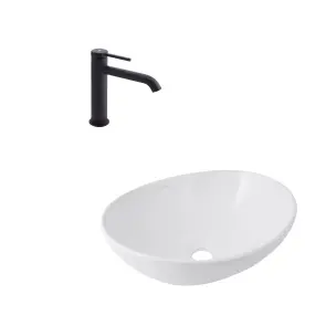 Комплект Раковина Dove накладна White Qtap + Змішувач для раковини Robin Black Matt Qtap №1
