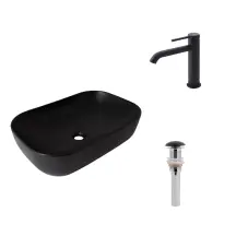 Комплект Раковина Robin накладна Matt Black Qtap + Змішувач для раковини Robin Black Matt Qtap + Донний клапан Pop-up Qtap