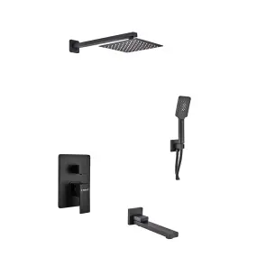 Комплект Встраиваемая душевая система Haiba Kubus Black (HB3949) + Смеситель для умывальника Haiba Black (HB3972) №2
