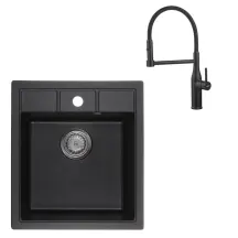 Комплект Смеситель для кухни Koer KI-70005-05 + Мойка кухонная Zerix ZS-4651S-03 Черная