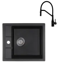 Комплект Смеситель для кухни Koer KI-70026-05 + Мойка кухонная Zerix ZS-4651S-03 Черная