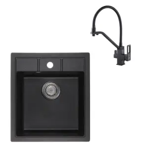 Комплект Смеситель для кухни Koer KB-72009-05 с выходом для питьевой воды + Мойка кухонная Zerix ZS-4651S-03 Черная №1