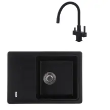 Комплект Смеситель для кухни Koer KB-72023-05 с выходом для питьевой воды + Мойка кухонная Zerix ZS-6243S-03 Черная (ZX4572)