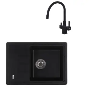 Комплект Смеситель для кухни Koer KB-72023-05 с выходом для питьевой воды + Мойка кухонная Zerix ZS-6243S-03 Черная (ZX4572) №1