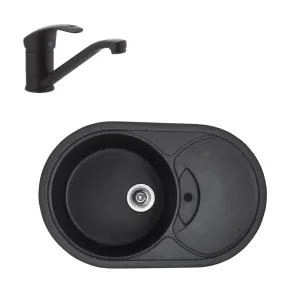 Комплект Змішувач для кухні Haiba MARS 004 чорний (HB0243) + Мийка кухонна HAIBA HB8310-G228 GRAY 780x500x220 (HB0976) №1