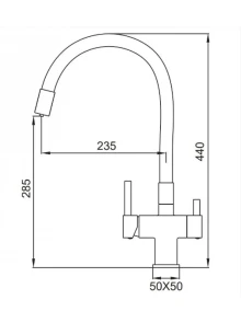 Комплект Смеситель для кухни Koer KB-72023-05 с выходом для питьевой воды + Мойка кухонная Zerix ZS-6550S-03 Черная (ZX4540) №4