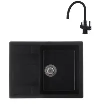 Комплект Смеситель для кухни Koer KB-72023-05 с выходом для питьевой воды + Мойка кухонная Zerix ZS-6550S-03 Черная (ZX4540)