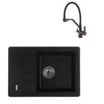 Комплект Змішувач для кухні Haiba Nobel 021 Black (HB3983) + Мийка кухонна Zerix ZS-6243S-03 Чорна (ZX4572)