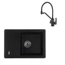 Комплект Смеситель для кухни Koer KB-72009-05 с выходом для питьевой воды + Мойка кухонная Zerix ZS-6243S-03 Черная (ZX4572)