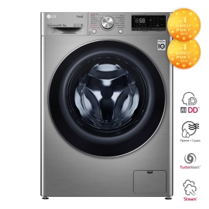 Прально-сушильна машина LG фронтальна, 8.5(5)кг, 1200, A, пара, 47см, дисплей, пара, інвертор, сріблястий №1