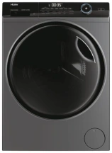 Стирально-сушильная машина Haier фронтальная, 8(5)кг, 1400, A, 46см, дисплей, пара, инвертор, люк черный, прямой привод, серебристый