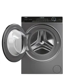 Стирально-сушильная машина Haier фронтальная, 8(5)кг, 1400, A, 46см, дисплей, пара, инвертор, люк черный, прямой привод, серебристый №4