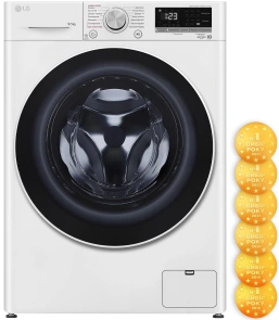 Прально-сушильна машина LG фронтальна, 9(5)кг, 1200, А, 48см, дисплей, пара, інвертор, білий №1