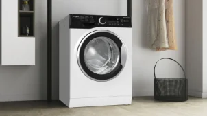 Стиральная машина Whirlpool фронтальная, 6кг, 1200, A+++, 43см, дисплей, инвертор, черный люк, белый №9