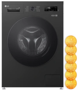 Пральна машина LG фронтальна, 7кг, 1200, A+++, 44см, дисплей, пара, інвертор, чорний №1