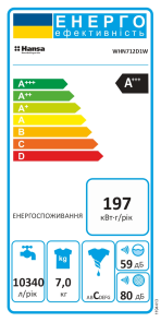 Стиральная машина Hansa фронтальная, 7кг, 1200, A+++, 40см, дисплей, белый №9