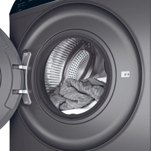 Стиральная машина Haier фронтальная, 9кг, 1400, A+++, 60см, дисплей, пара, инвертор, люк черный, прямой привод, серебристый №8