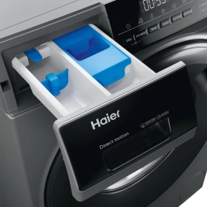 Стиральная машина Haier фронтальная, 9кг, 1400, A+++, 60см, дисплей, пара, инвертор, люк черный, прямой привод, серебристый №9