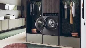 Стиральная машина Haier фронтальная, 9кг, 1400, A+++, 60см, дисплей, пара, инвертор, люк черный, прямой привод, серебристый №11
