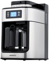 Кофеварка Ardesto капельная Steel Collection 1.2л, зерно+молотая, дисплей, серебристо-черный
