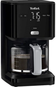 Кофеварка Tefal капельная Smart&light 1.25л, молотая, таймер включения, часы, черный №2