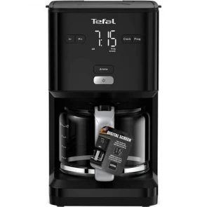 Кофеварка Tefal капельная Smart&light 1.25л, молотая, таймер включения, часы, черный №4