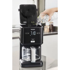 Кофеварка Tefal капельная Smart&light 1.25л, молотая, таймер включения, часы, черный №5
