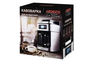 Кофеварка Ardesto капельная Steel Collection 1.2л, зерно+молотая, дисплей, серебристо-черный №9