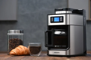 Кофеварка Ardesto капельная Steel Collection 1.2л, зерно+молотая, дисплей, серебристо-черный №11