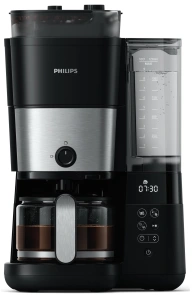 Кофеварка Philips капельная All-in-1 Brew 1.25л, зерно+молотая, дисплей, подогрев кофейника, кофемолка, черный №1