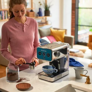 Кавоварка Russell Hobbs ріжкова Distinctions Ocean 1.1л, мелена + чалди, синьо-сріблястий №4