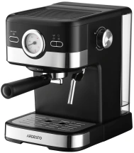 Кофеварка Ardesto рожковая 1.5л, молотая, ручной капучинатор, черно-серебристый
