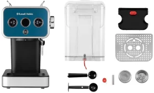 Кавоварка Russell Hobbs ріжкова Distinctions Ocean 1.1л, мелена + чалди, синьо-сріблястий №8
